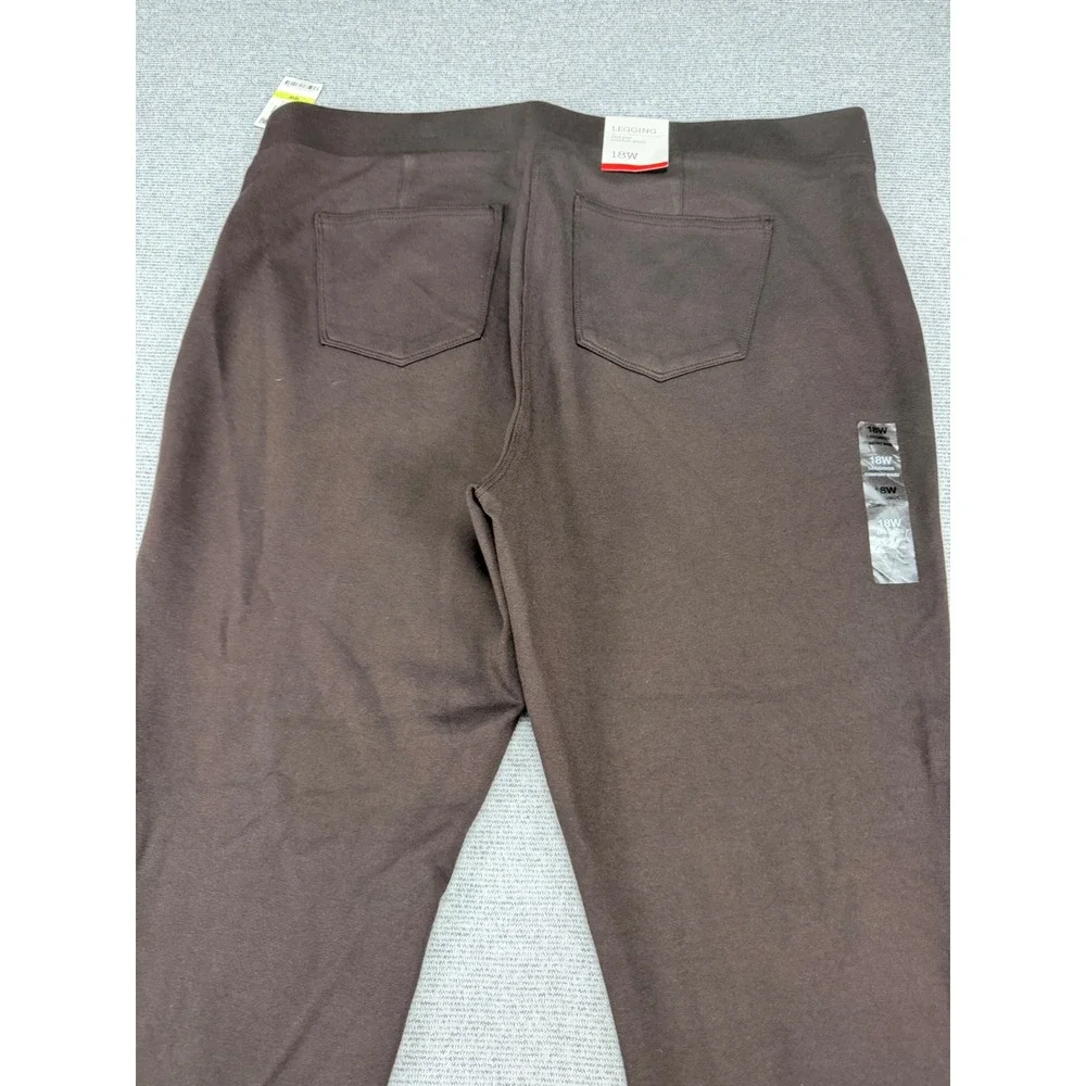 Style & Co Womens 18W Brown Ponte Leggings Mid Rise Comfort Waist Rich Truffle